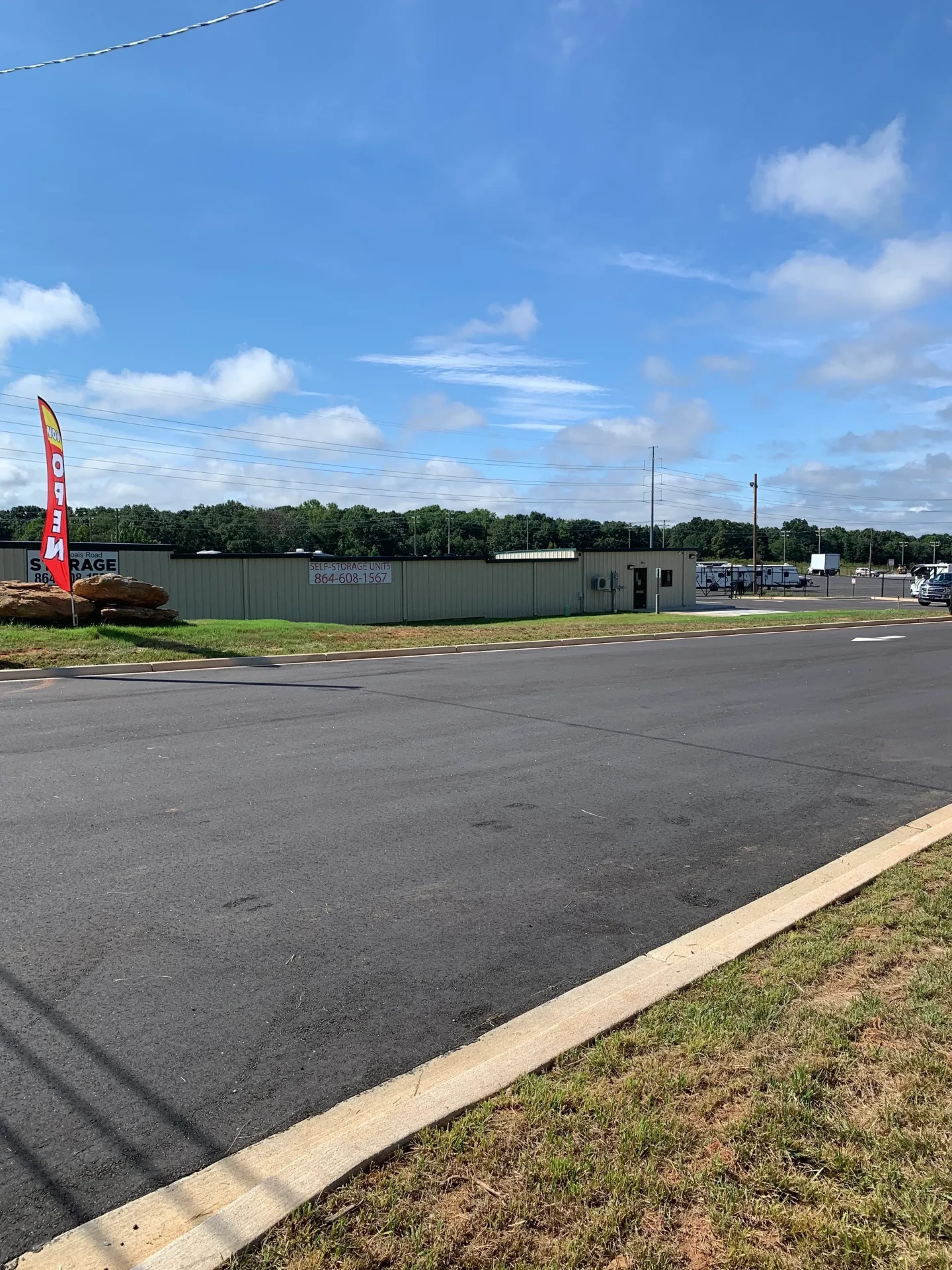 Street view of the Fork Shoals Road self storage buildings and office in Piedmont, SC